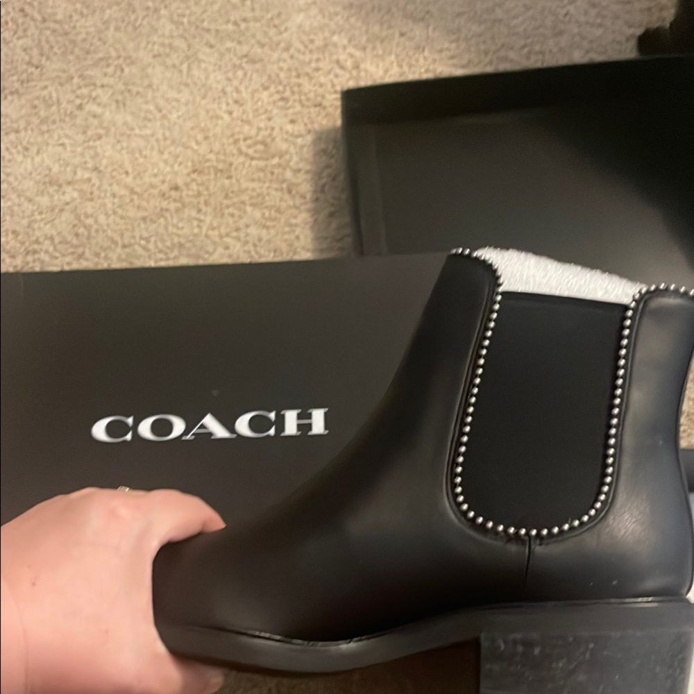 Coach Black Chelsea Boots with Silver Detailing - Picture 1 of 1